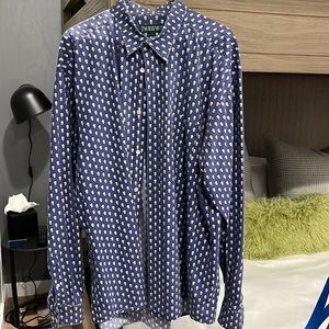 Souleiado size 6 men’s button down shirt, blue